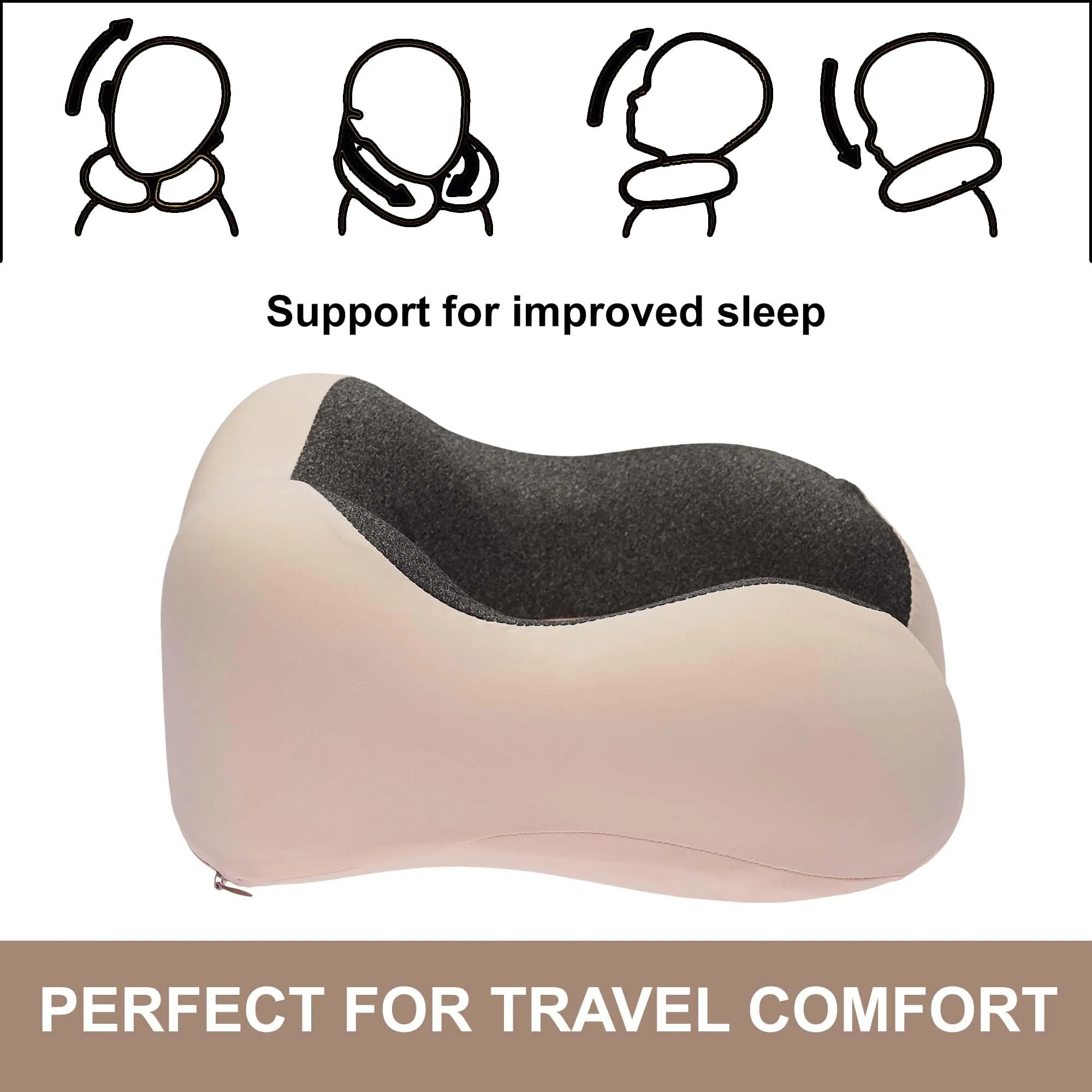 Homestic Soft Microfiber U Shaped Semicircular & Portable Sleeping Neck Pillow for Pain & Headrest | Neck Rest for Travel | Neck Band Supporter for Men's & Women's | U23007, Pink