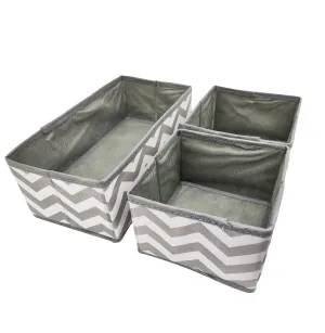 House of Quirk 3 Piece Non-Woven Closet Storage Box, Grey