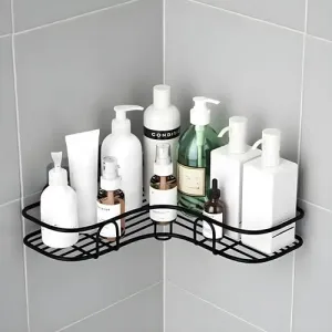 JIALTO Bathroom Organiser without Drill Bathroom Corner Shelf Adhesive Stand for Corner Rack for Bathroom, Shampoo Holder for Bathroom Accessories-Multipurpose Bathroom Shelf (1 Pcs), Metal