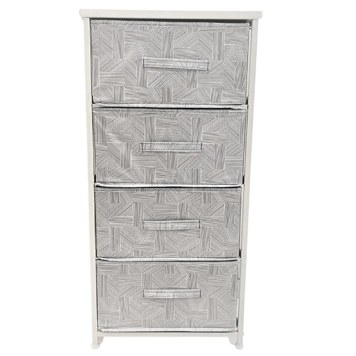 Kawachi 4 Drawer Chest Fabric Storage Organizer Unit for Small Dresser Cloth Drawer Closet Warm White KW97