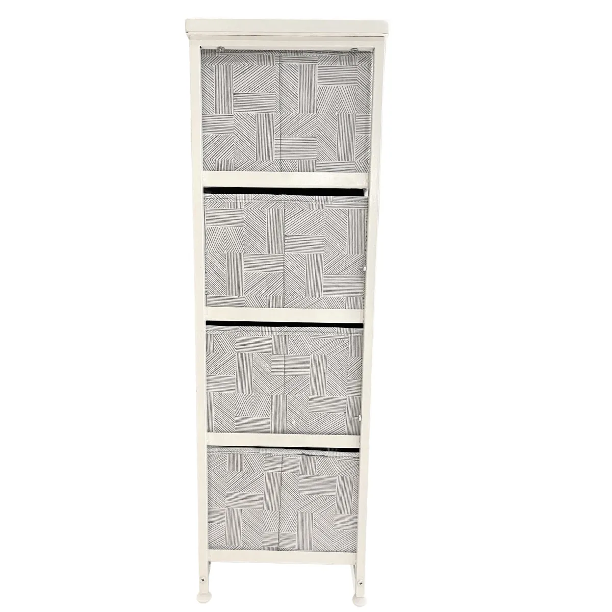 Kawachi 4 Drawer Chest Fabric Storage Organizer Unit for Small Dresser Cloth Drawer Closet Warm White KW97