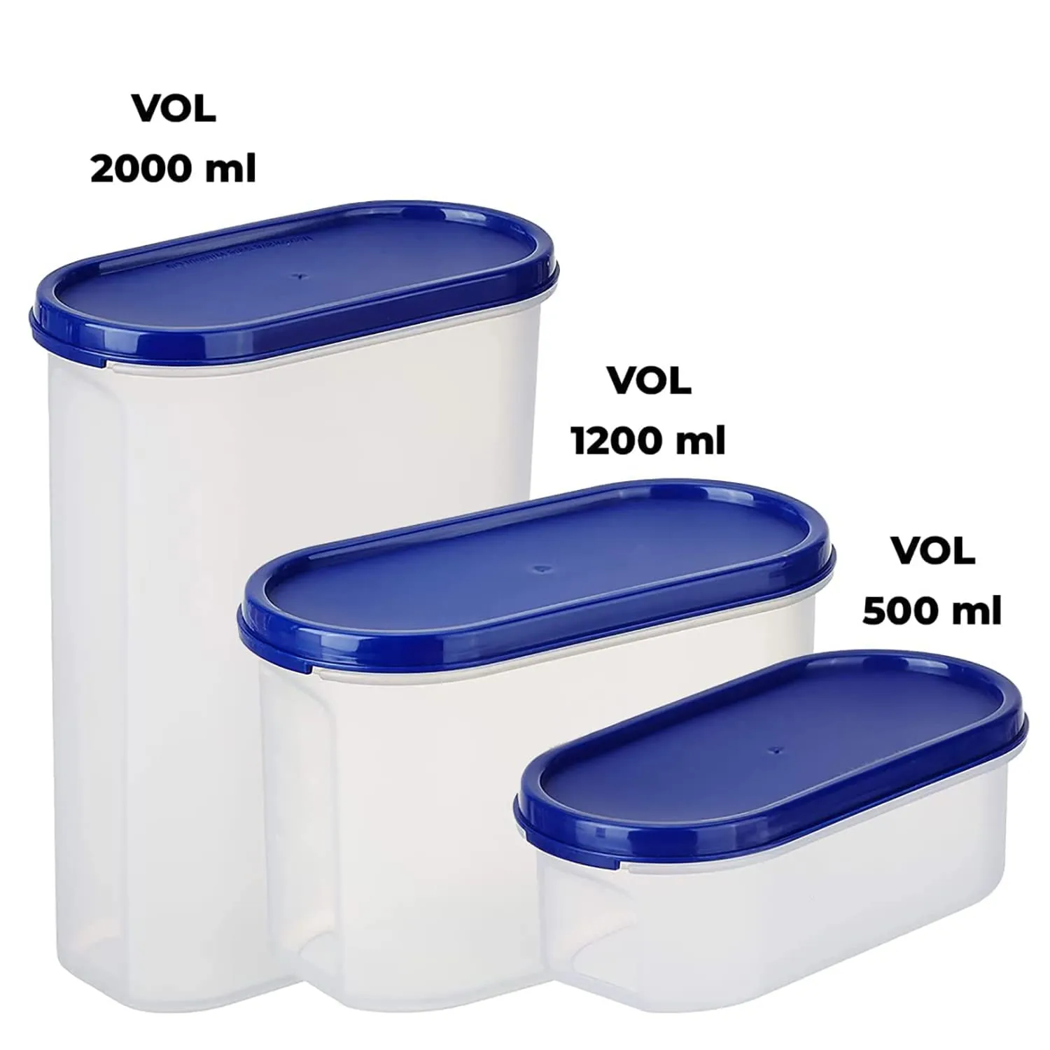 Kuber Industries Container for Kitchen Storage Set| Airtight Container, Multipurpose | Plastic Container Set of 3 | for Dry & Wet Food | 500 ml,1200 ml,2000 ml (Small-Medium-Large) (Pack of 5)