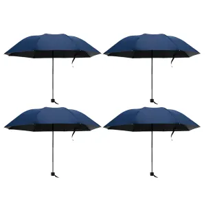 Kuber Industries Pack of 4 Umbrella for Men and Women | 3 Fold Auto Open Windproof Umbrellas for Rain | Compact Travel Umbrella For Women | Umbrella For Sun Protection | Blue