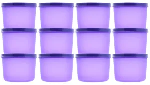 Kuber Industries Plastic 12 Pieces Kitchen Storage Spice Containers, Fridge Container, Food Utility Box, Food Storage Containers Jars 400 Ml (Purple) - CTLTC43872