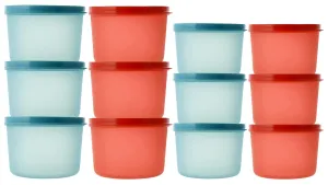 Kuber Industries Plastic 12 Pieces Kitchen Storage Spice Containers, Fridge Container, Food Utility Box, Food Storage Containers Jars 400,200 Ml (Blue & Red) - CTLTC44194