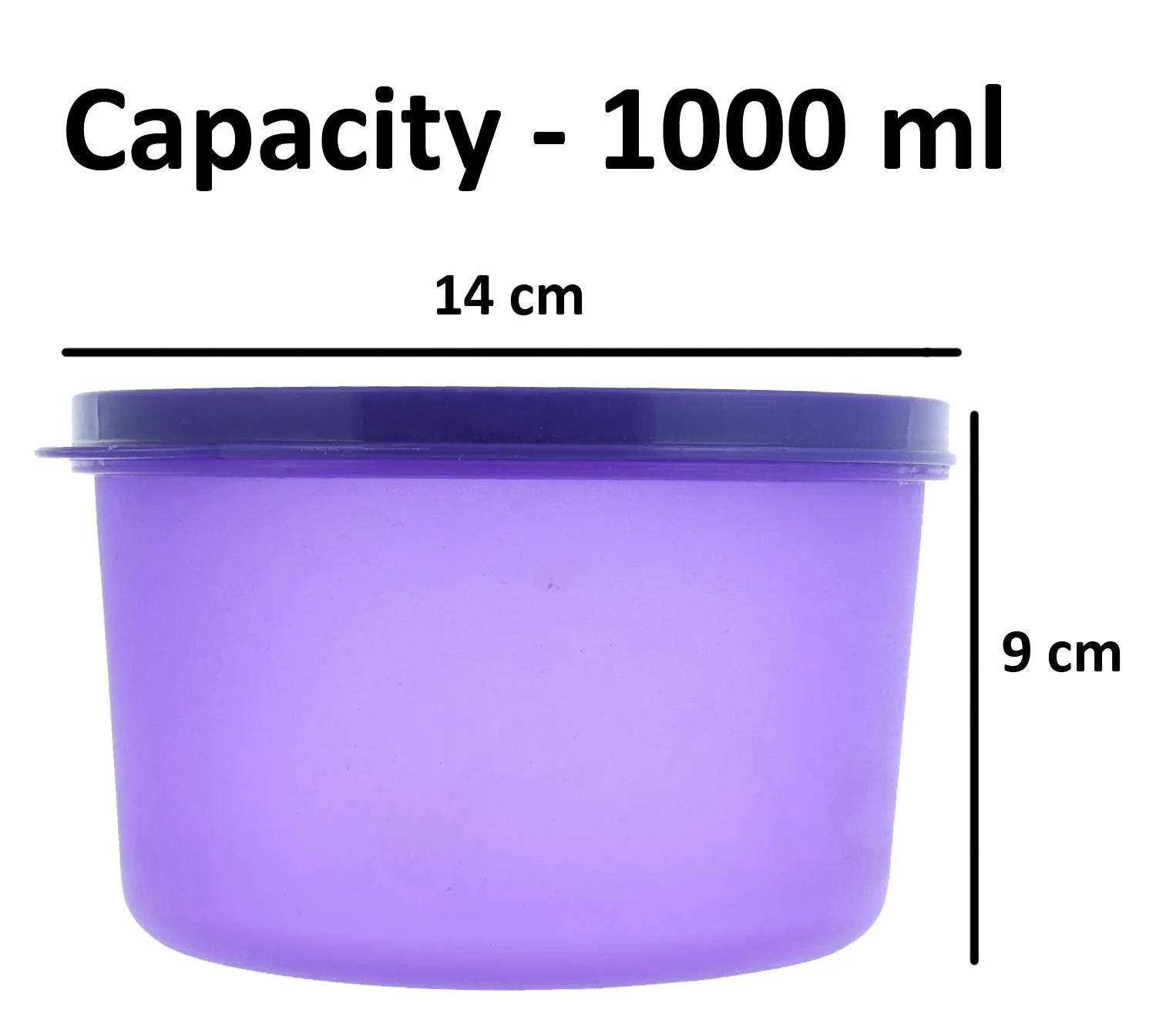 Kuber Industries Plastic 4 Pieces Kitchen Storage Spice Containers, Fridge Container, Food Utility Box, Food Storage Containers Jars 1000 Ml (Purple) - CTLTC43999