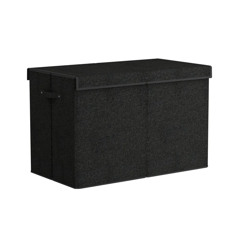 Large Toy Box Chest Storage with Flip-Top Lid Foldable Organizer Bins - Black