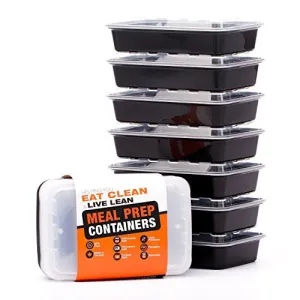 LIFT CERTIFIED BPA-FREE REUSABLE MICROWAVABLE MEAL PREP CONTAINERS WITH LIDS, 28-OUNCE, 7 PACK (INCLUDES EBOOK)