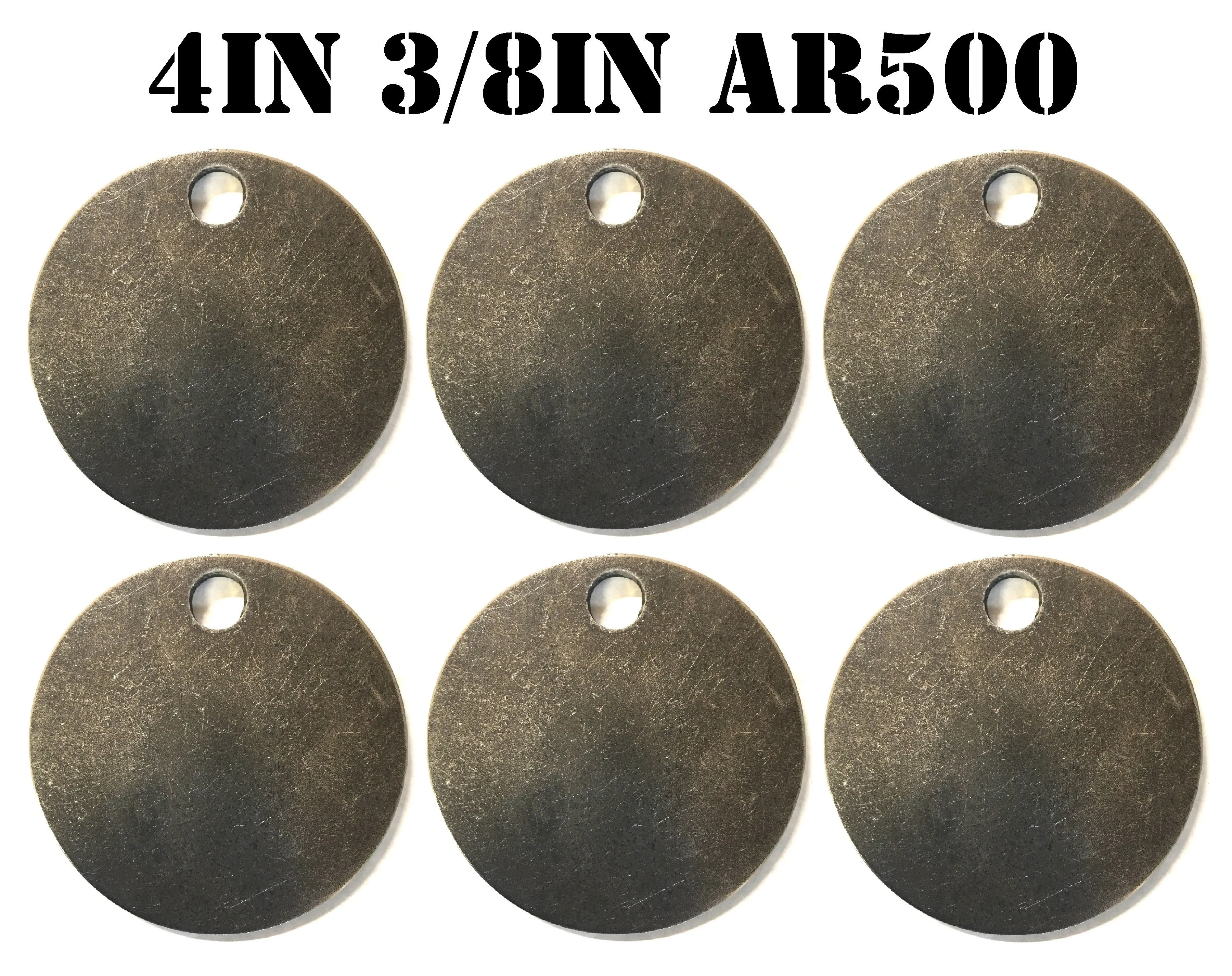 Magnum Target 4 in. AR500 Gong/Hanger Shooting Target - 3/8 Thk Pistol & Rifle Target - 6pc. Steel Target Set - H46AR500