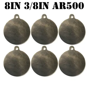 Magnum Target 8 in. AR500 Gong/Hanger Shooting Target - 3/8 Thk Pistol & Rifle Target - 6pc. Steel Target Set - H86EAR500