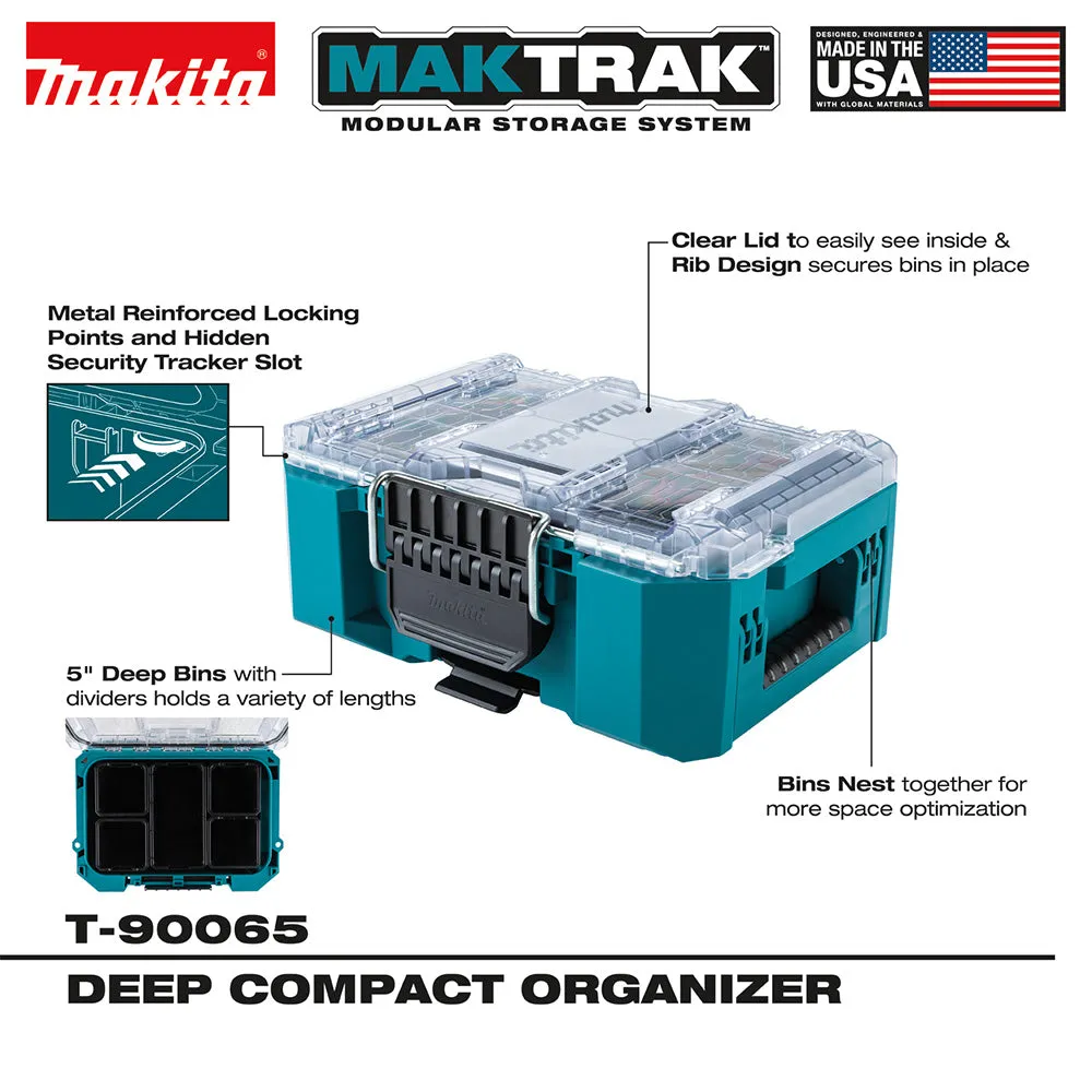 Makita T-90065 MAKTRAK Deep Compact Organizer w/ 5 Organizer Bins