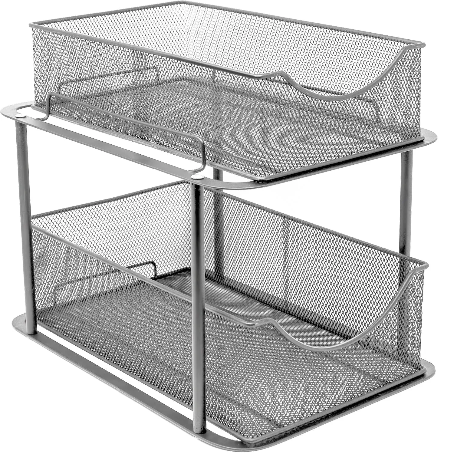 Mesh Sliding Drawers 2 Tier Baskets (Set of 2)