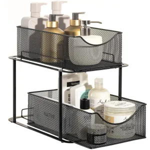 Mesh Sliding Drawers 2 Tier Baskets (Set of 2)