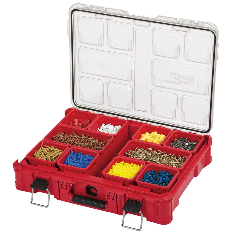 Milwaukee PACKOUT Garage Organizer Storage Organizer Impact-Resistant Poly 10 compartments Red