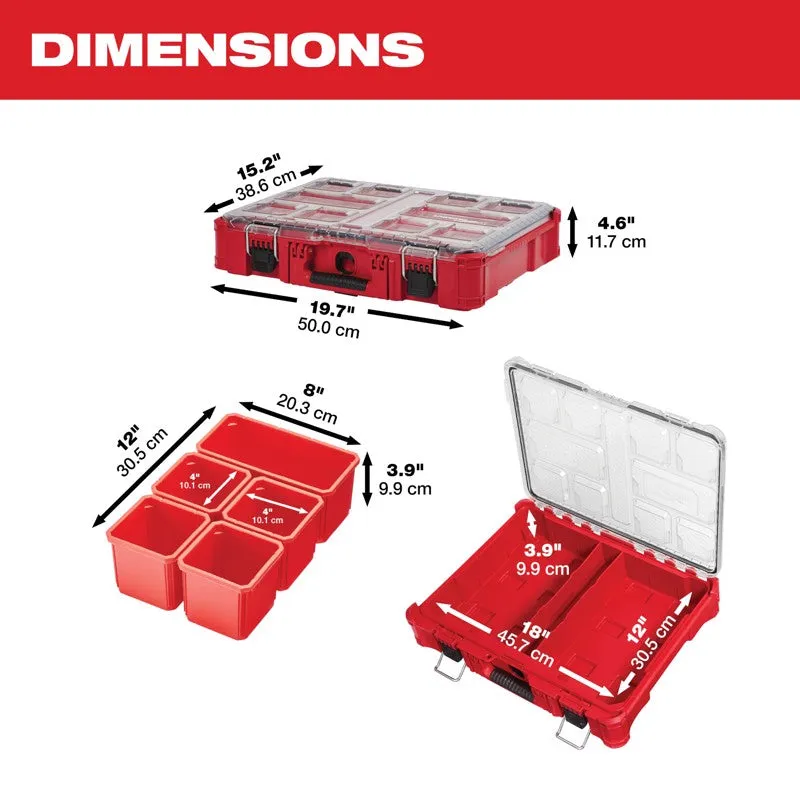 Milwaukee PACKOUT Garage Organizer Storage Organizer Impact-Resistant Poly 10 compartments Red