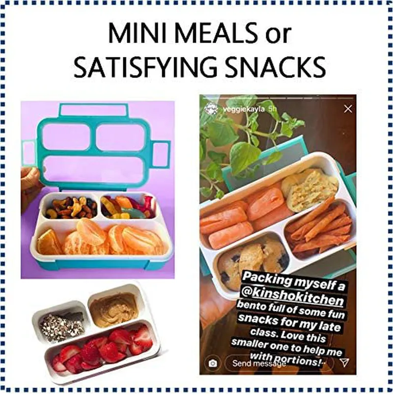 MINI Lunch-Box Snack Containers for Kids | SMALL Bento-Box Portion Container | Toddler Pre-School | Leak-proof Boxes for Work, Travel | Best for Adults Boys Girls | Pink Purple, Coral 3 pack