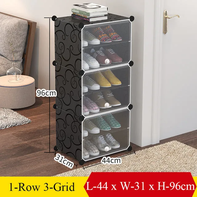 Multilayer Plastic Shoe Cabinet Dustproof Shoes Storage Organizer Modular Closet for Shoes Home Space-saving Shoe Rack with Door