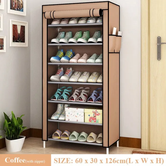 Multilayer Shoe Rack Detachable Dustproof Nonwoven Fabric Shoe Cabinet Home Standing Space-saving Stand Holder Shoes Organizer