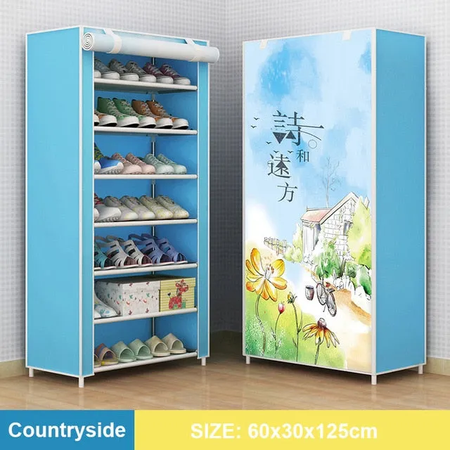 Multilayer Shoe Rack Detachable Dustproof Nonwoven Fabric Shoe Cabinet Home Standing Space-saving Stand Holder Shoes Organizer