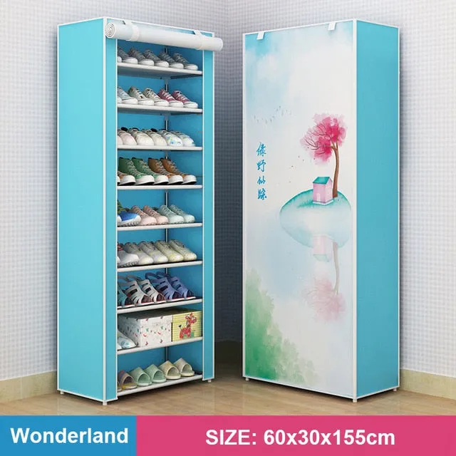 Multilayer Shoe Rack Detachable Dustproof Nonwoven Fabric Shoe Cabinet Home Standing Space-saving Stand Holder Shoes Organizer