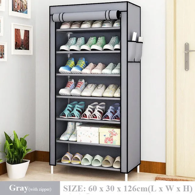 Multilayer Shoe Rack Detachable Dustproof Nonwoven Fabric Shoe Cabinet Home Standing Space-saving Stand Holder Shoes Organizer