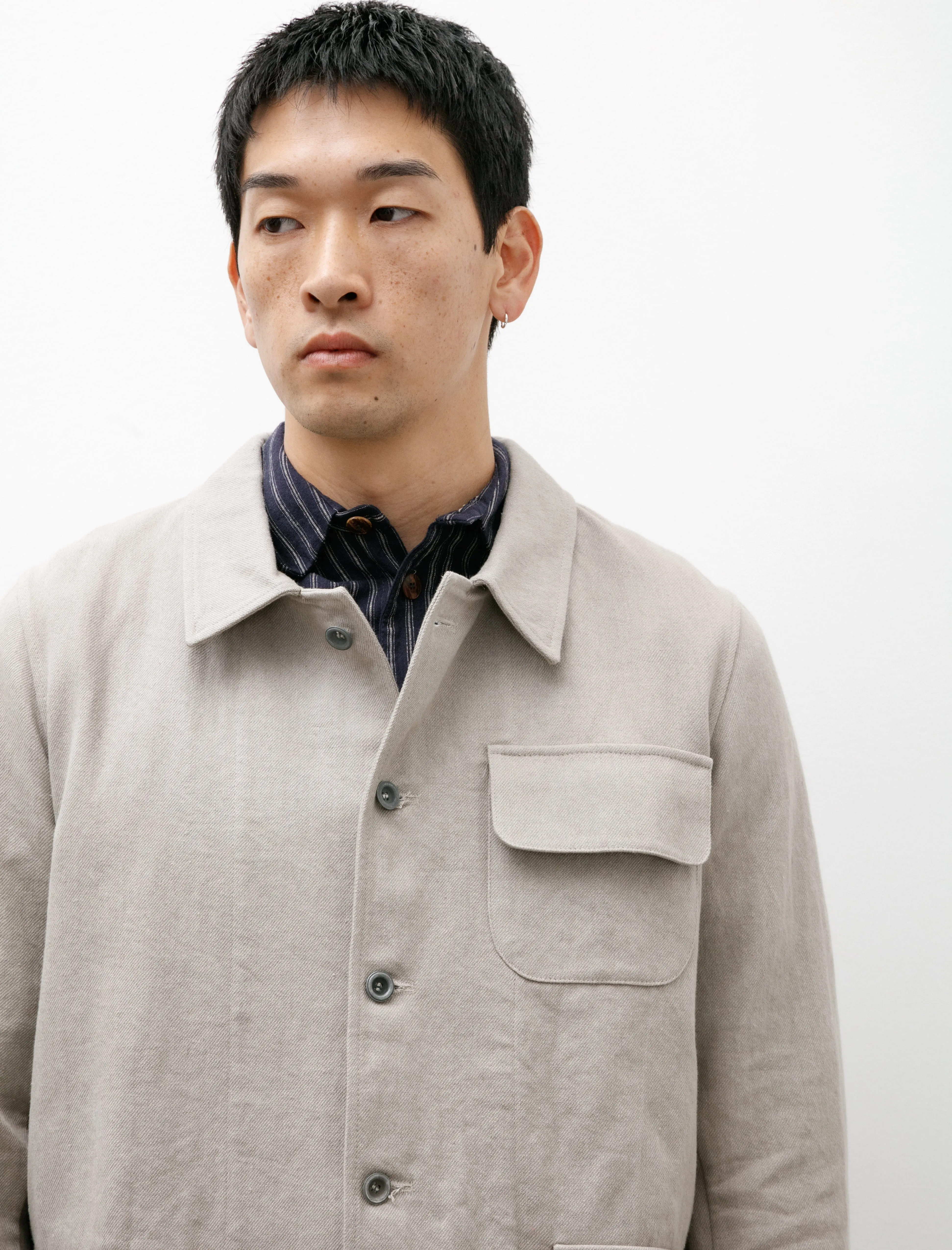 Natural Jacket Flax Cotton Grey