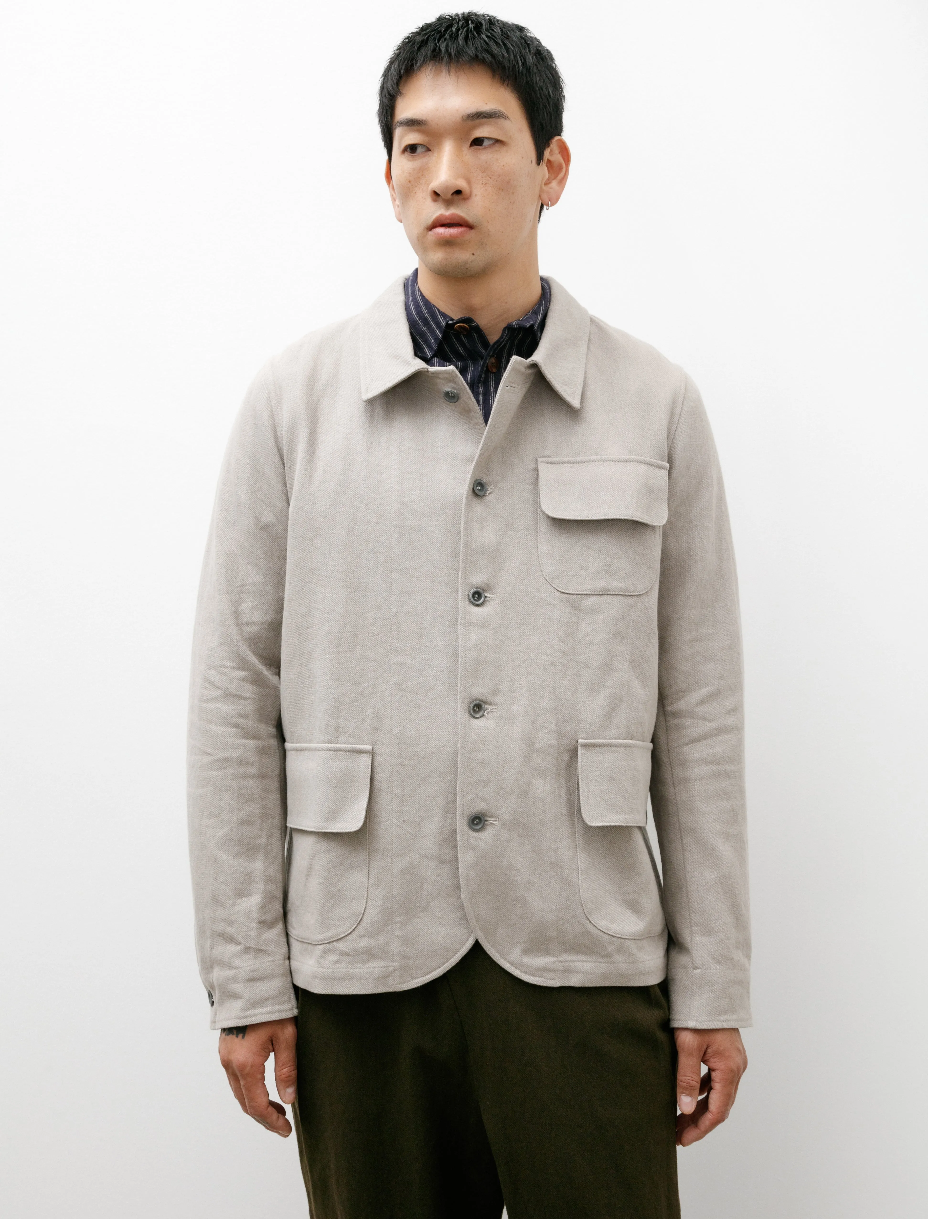 Natural Jacket Flax Cotton Grey