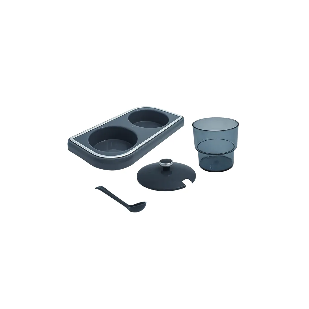 Nayasa Plastic Pickle Container Set With Spoon, Lid And Tray For Dining Table Set Of 2