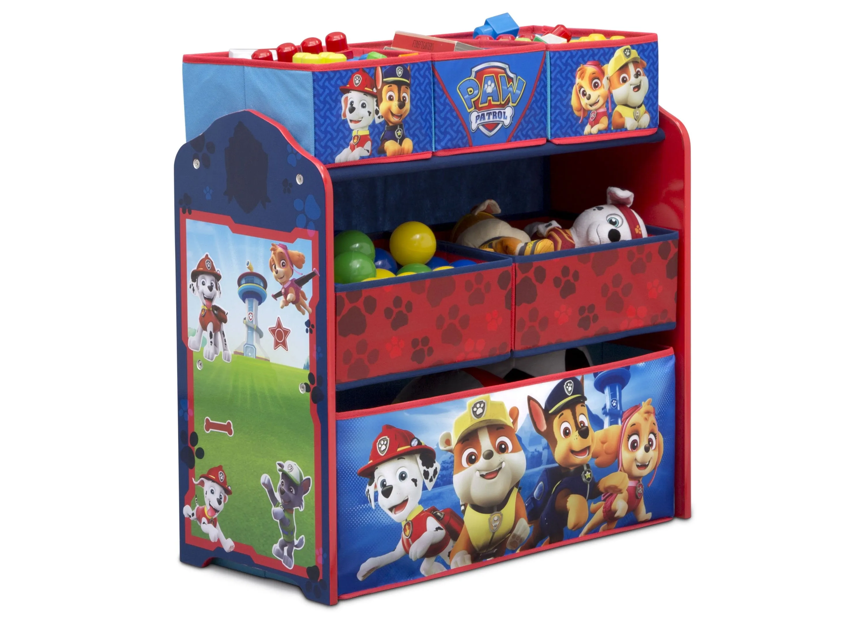 Nick Jr. PAW Patrol 4-Piece Playroom Solution  – Set Includes Table and 2 Chairs and 6-Bin Toy Organizer