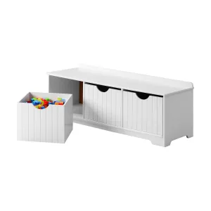 Oikiture Kids Toy Box Chest Storage Box Children Room Organiser Seating Bench