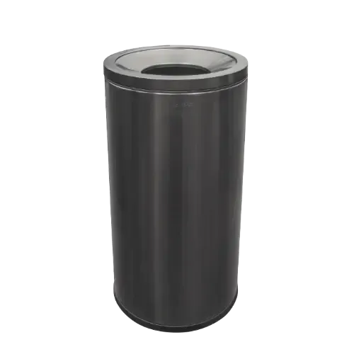 OTP2 Dustbin | 65L | Silver, Black | Lobby Bin | Open Top Bin | Outdoor Bin | Stainless Steel Bin