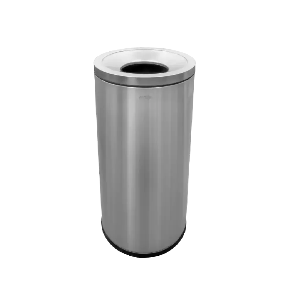 OTP2 Dustbin | 65L | Silver, Black | Lobby Bin | Open Top Bin | Outdoor Bin | Stainless Steel Bin