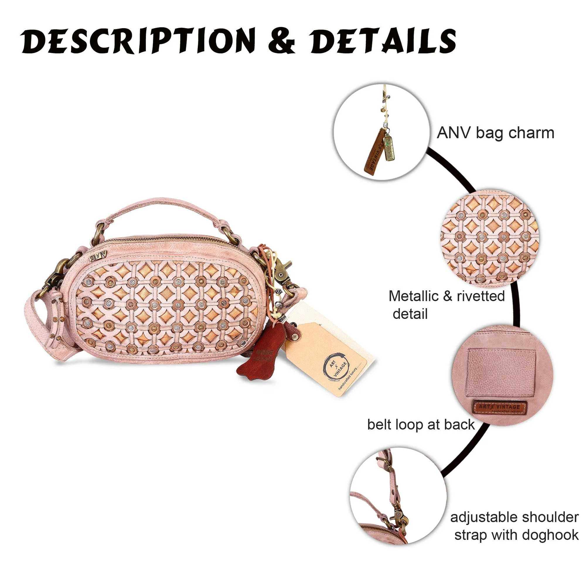 Pearl: Leather Studded Belt Bag And Crossbody