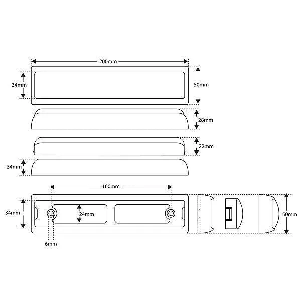 Rear LED Slimline Lamp with Stop, Tail & Indicator / LED Autolamps 200BSTIME