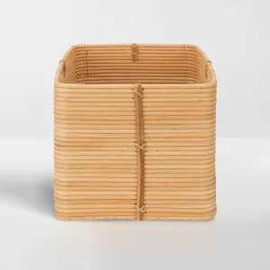 Reeded Rattan Bin