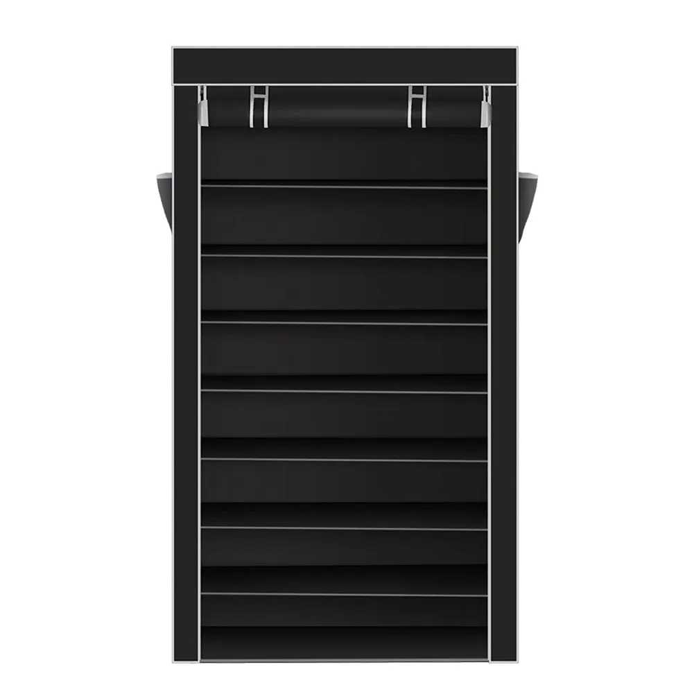 RONSHIN Shoe Rack 10 Layers Widened Black Shoe Cabinet 160*30*88 Black