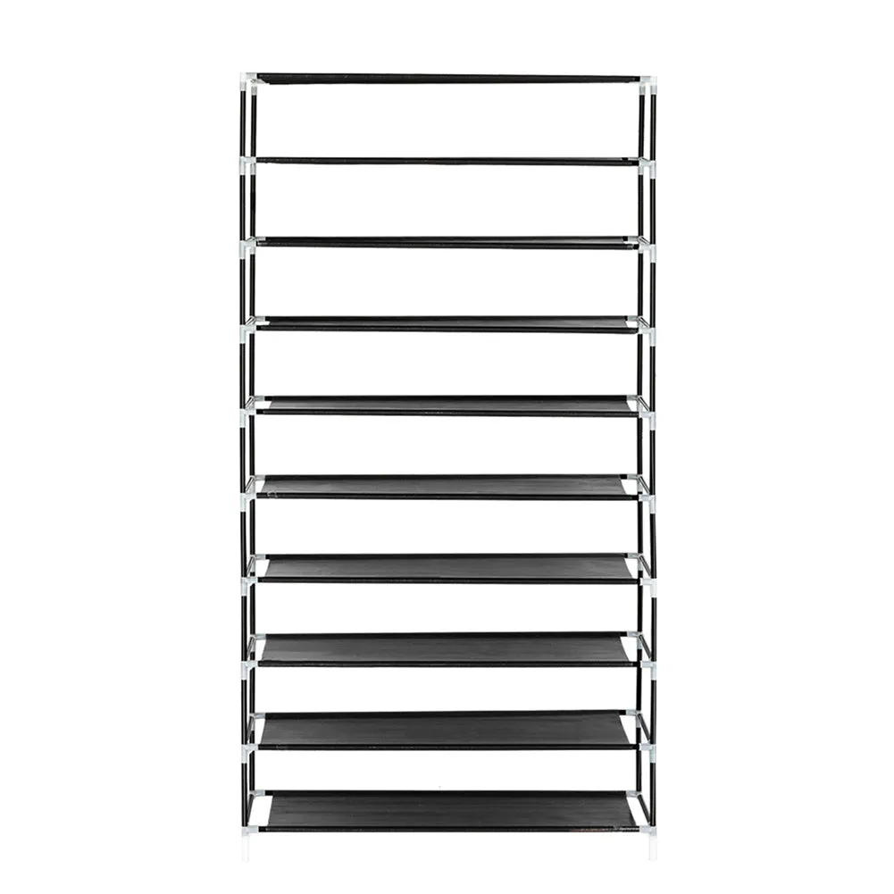 RONSHIN Shoe Rack 10 Layers Widened Black Shoe Cabinet 160*30*88 Black