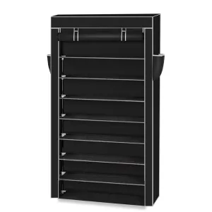 RONSHIN Shoe Rack 10 Layers Widened Black Shoe Cabinet 160*30*88 Black