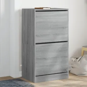 Shoe Cabinet with 2 Flip-Drawers Grey Sonoma 60x42x108 cm