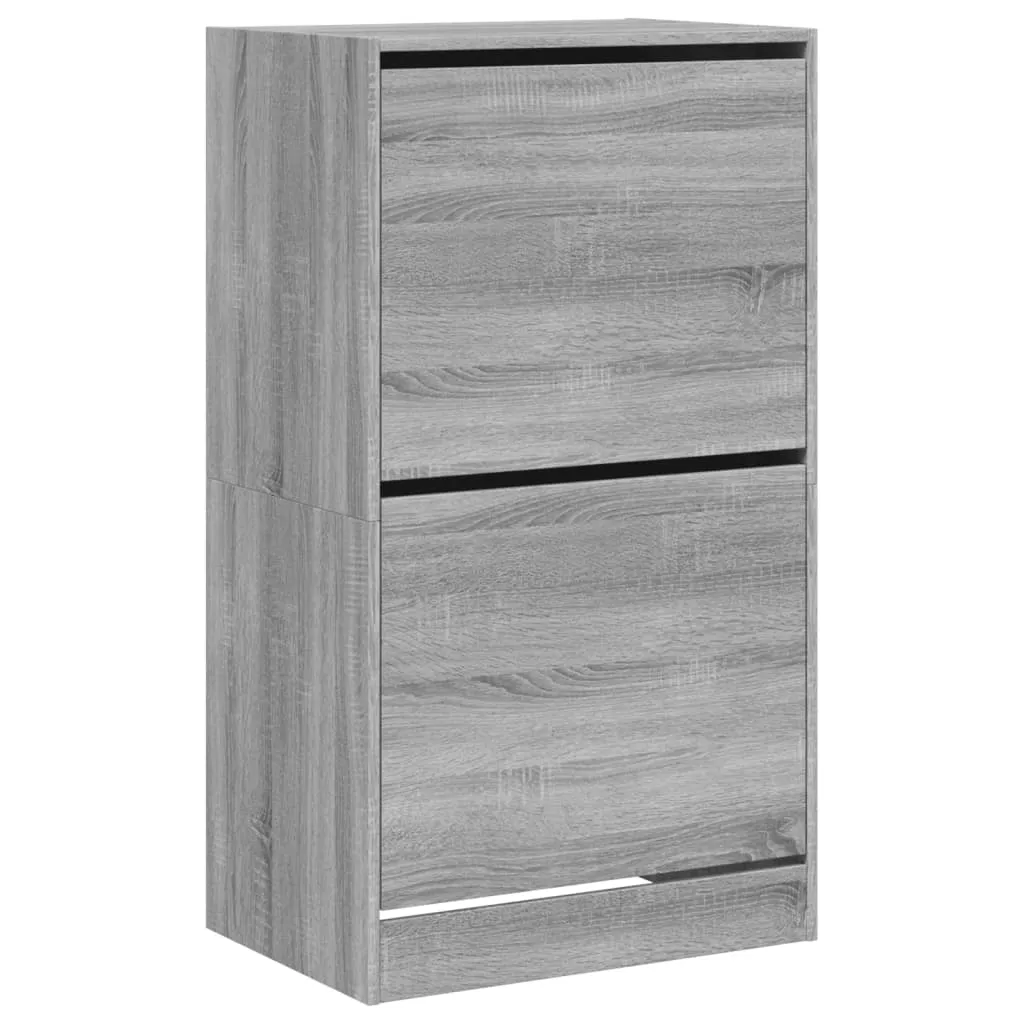 Shoe Cabinet with 2 Flip-Drawers Grey Sonoma 60x42x108 cm