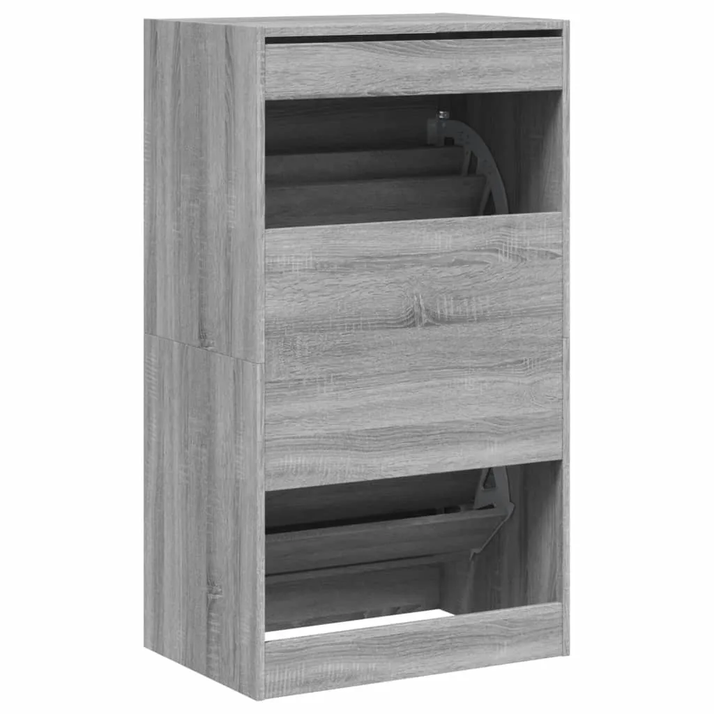 Shoe Cabinet with 2 Flip-Drawers Grey Sonoma 60x42x108 cm