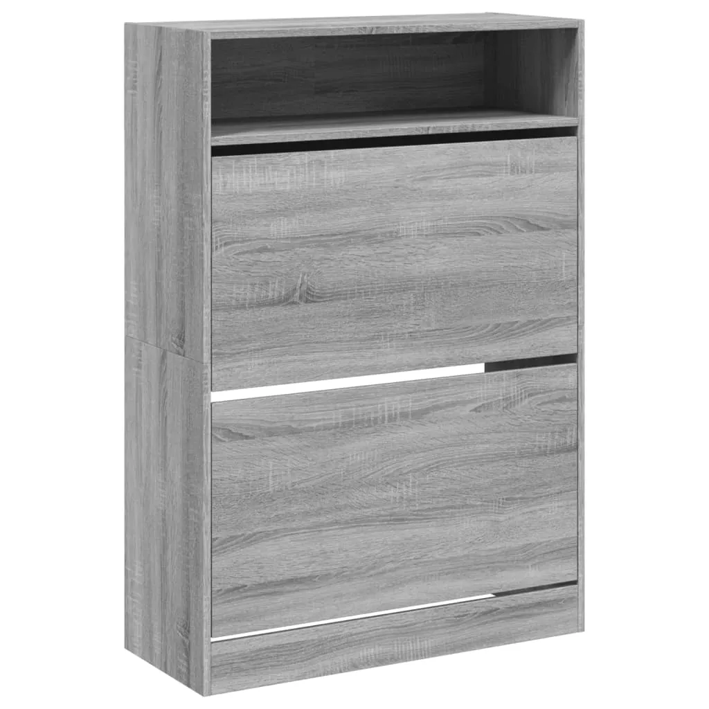 Shoe Cabinet with 2 Flip-Drawers Grey Sonoma 80x34x116 cm