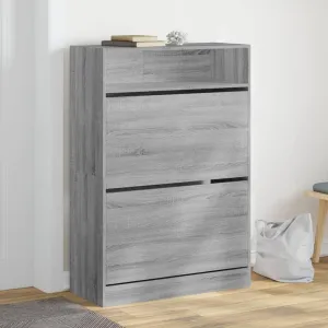 Shoe Cabinet with 2 Flip-Drawers Grey Sonoma 80x34x116 cm