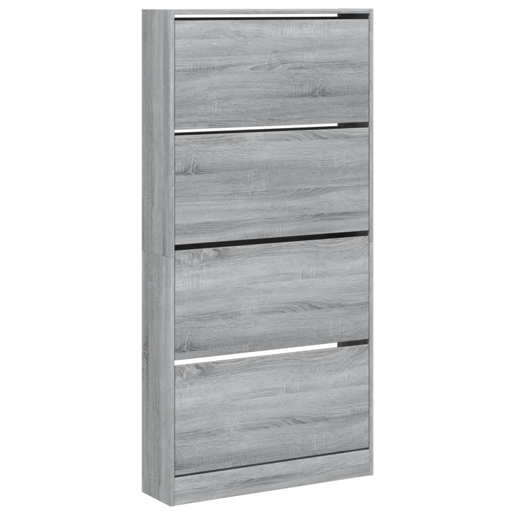 Shoe Cabinet with 4 Flip-Drawers Grey Sonoma 80x21x163.5 cm