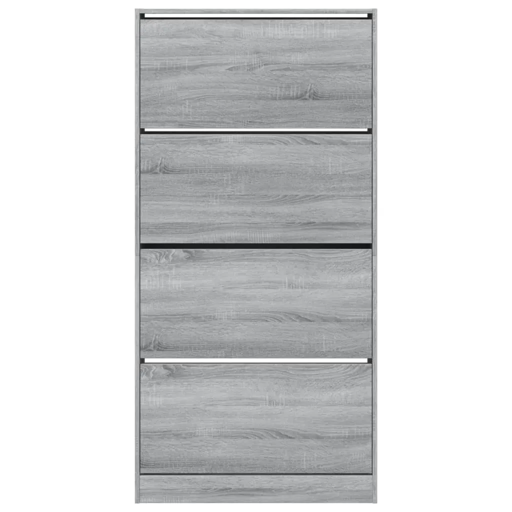 Shoe Cabinet with 4 Flip-Drawers Grey Sonoma 80x21x163.5 cm