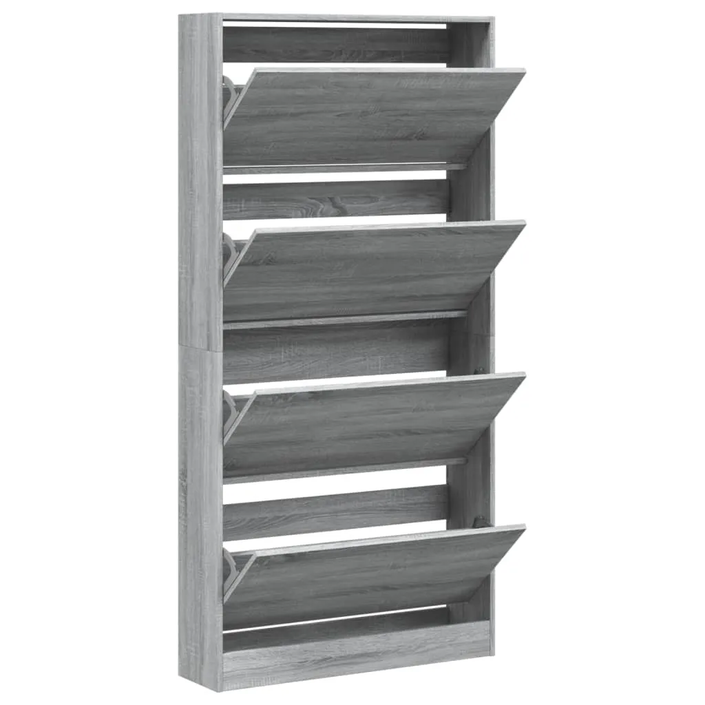 Shoe Cabinet with 4 Flip-Drawers Grey Sonoma 80x21x163.5 cm