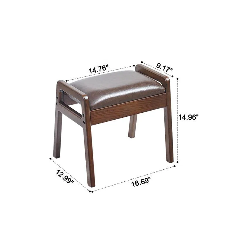 Solid Wood Shoe Changing Stool with Armrests Ottoman Foot Rest Shoe Bench