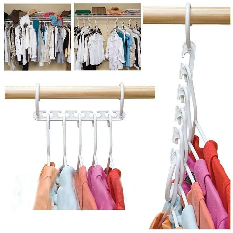 Space Saving 5 Hook Flexible Hanger (Pack Of 8 Hangers)