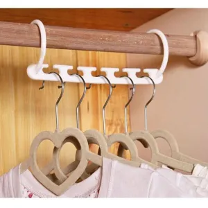 Space Saving 5 Hook Flexible Hanger (Pack Of 8 Hangers)