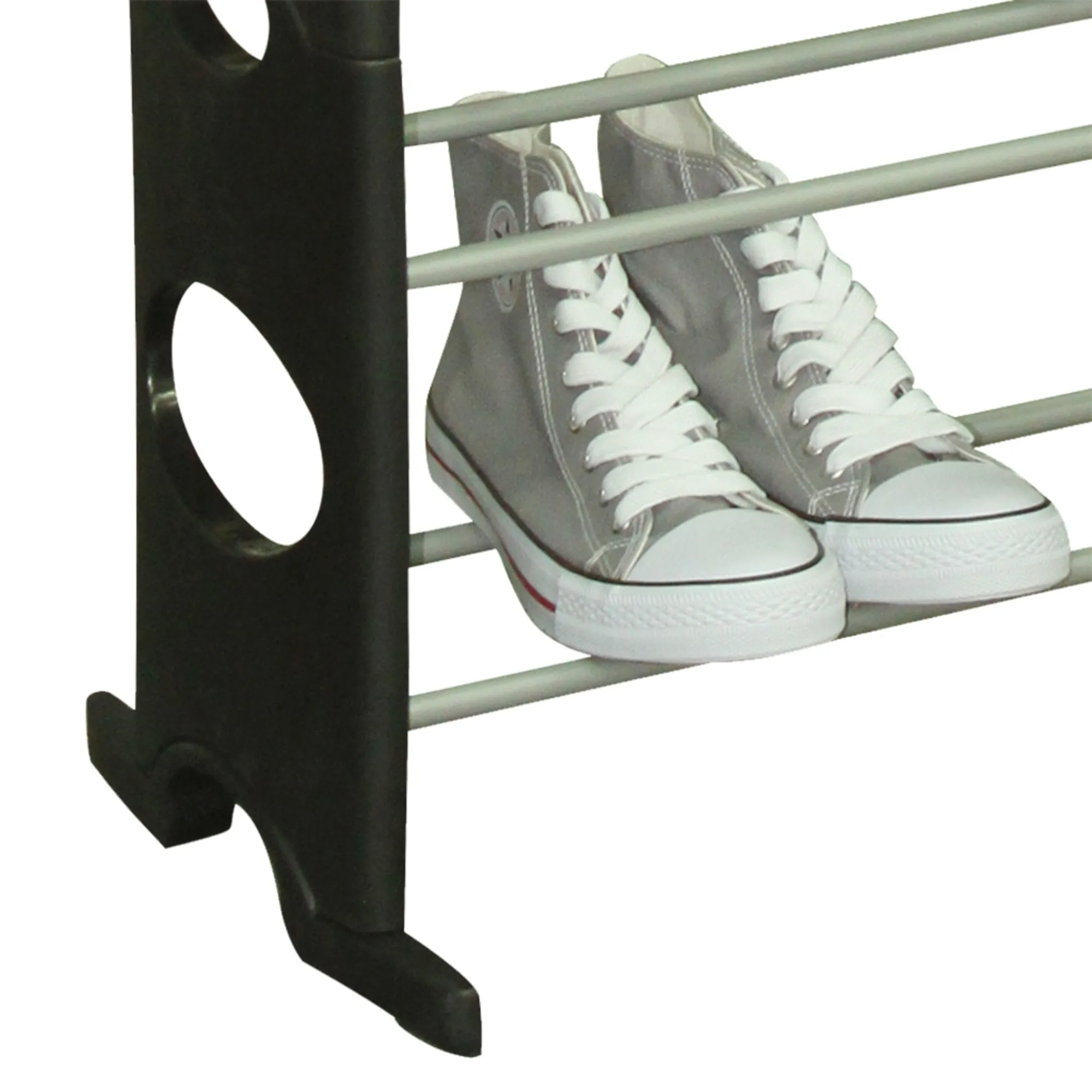 Stackable  30 Pair Metal and Plastic Shoe Rack, Black